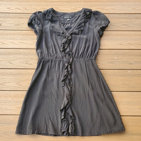 INC International Concepts Dresses & Skirts - INC Black Mini Dress Button Front A-Line Ruffle Silk Work Party Sustainable 8